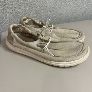 Hey Dude Wendy Stretch Shoes Womens 9 Sparkling Beige Slip On Comfort Casual